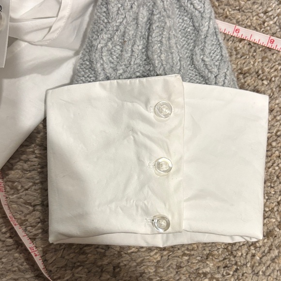 Mauve Anthropologie Gray Cable Knit Layered Shirt Sweater - Picture 9 of 15